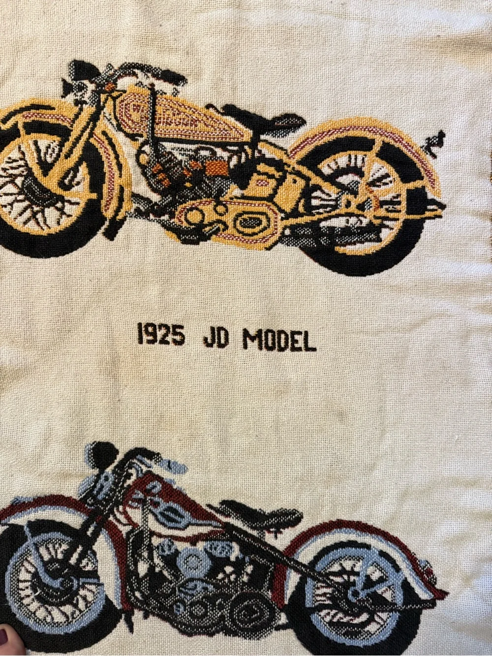 Vintage Harley Davidson Motorcycle FringeTapestry Throw Blanket 100% Cotton 46x6